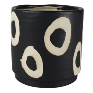 Lulu Black with white circles Cachepot, Ceramic - Lrg