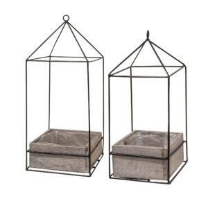 Wood Plant Holder w/metal frame(med)