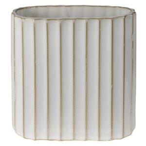 Caro White, Ribbed Vase, Ceramic - Sm