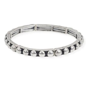 Western Ball(med) Textured Bracelet: Silver