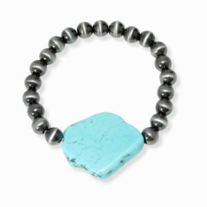 Turquoise stone w/navajo beaded bracelet