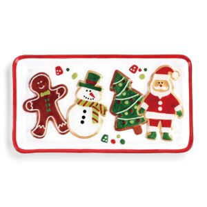 Glass Fusion Christmas Cookie Serving Platter 15" x 8"