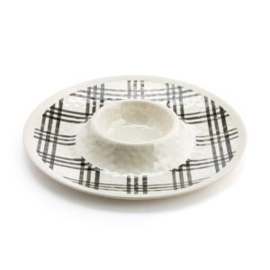 Black plaid chip&dip server