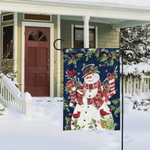 Snowman with Stockings Garden Flag