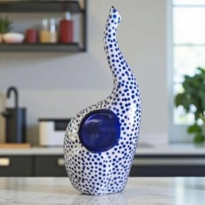 Blue and White Stamped Elephant Figurine