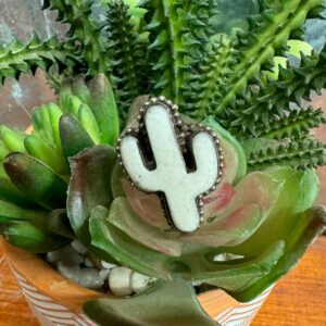 Tibetan Silver Bone Adjustable Cactus Ring Sm