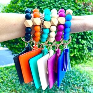 Wallet Wristlet Silicone Bead Tassel Keychains