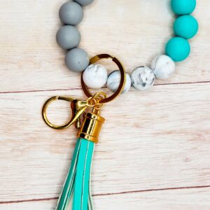 Teal / Grey / White Silicone Wristlet