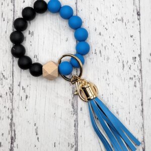 Royal Blue/Black Silicone Wristlet - Keychain