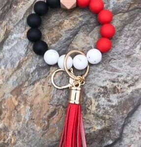 Red/Black/White Silicone Wristlet Keychain