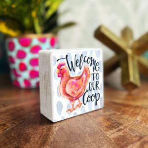 Pink Chicken Wood Block