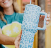 MODERN LIGHT BLUE LEOPARD TUMBLER- Katydid