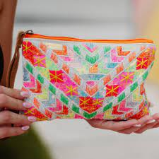 Multicolored chevron sequin wristlet- Katydid