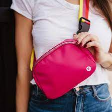 Hot Pink Belt Bag w/ striped strap- Katydid