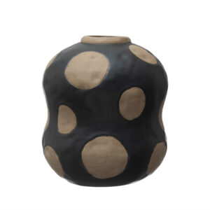 Stoneware Vase w/wax dots