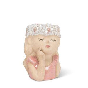 Girl w/Flowers Sm Planter-4"H